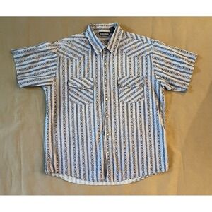 Odo Shirt Men's Large Button Down Short Sleeve Western Rockabilly 90s Pearl Snap